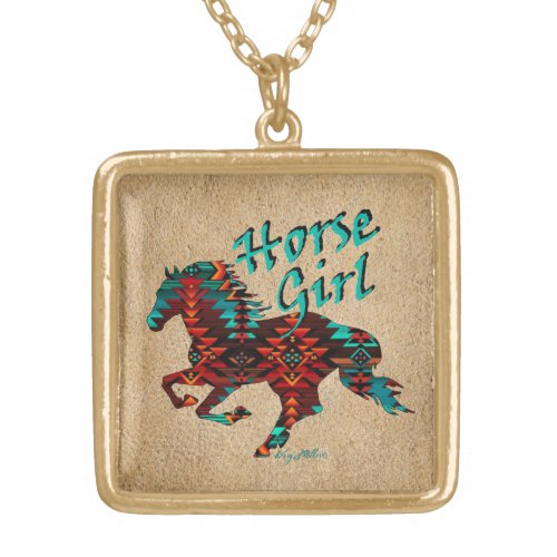 Horse Girl Southwest Horse Gold Plated Necklace