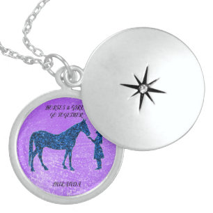 HORSE & GIRL STERLING SILVER LOCKET NECKLACE