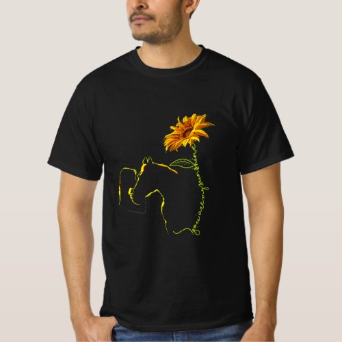 Horse Girl Sunflower Horseback Riding Equestrian H T_Shirt