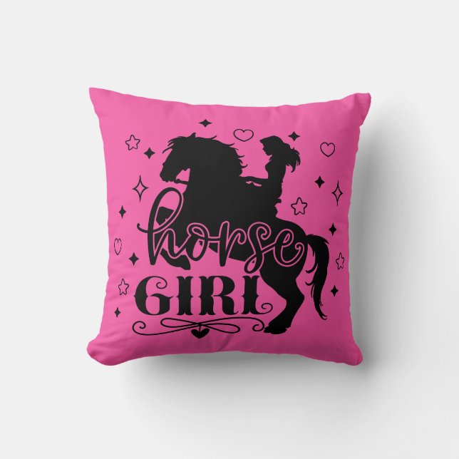 Horse Girl Throw Pillow (Front)