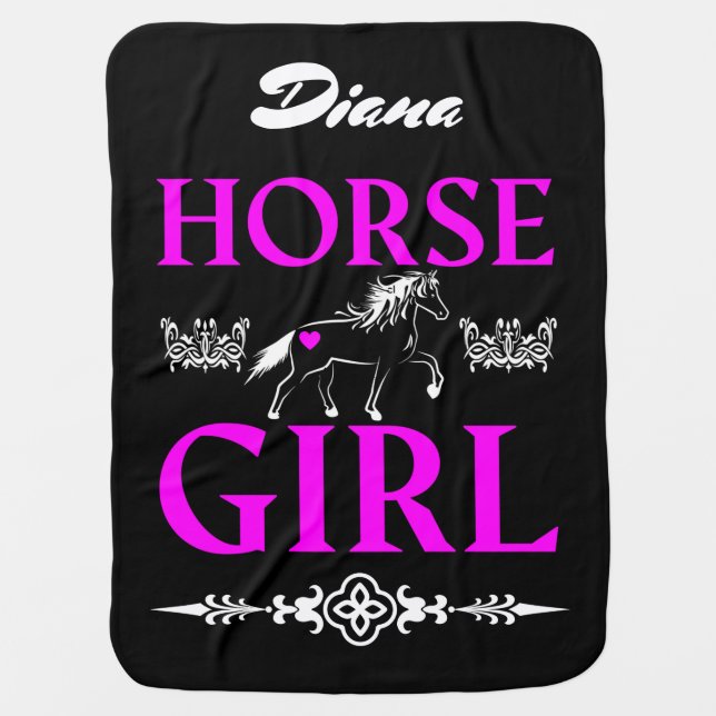 Horse Girl with Name  Baby Blanket (Front)