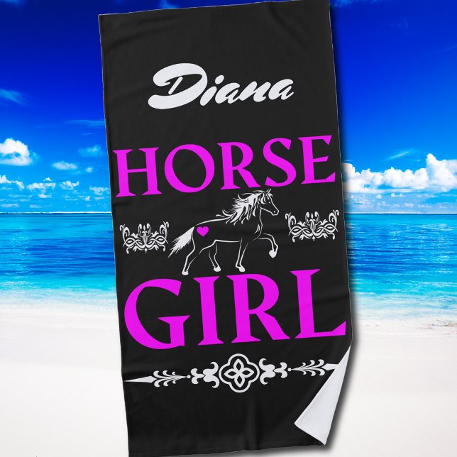 Horse Girl with Name  Beach Towel (Horse Girl with Name Beach Towel)