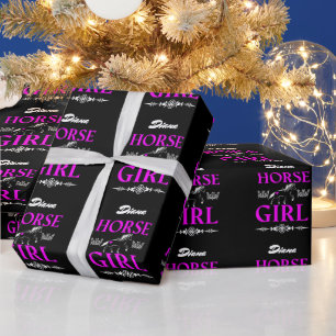 Horse Girl with Name Wrapping Paper