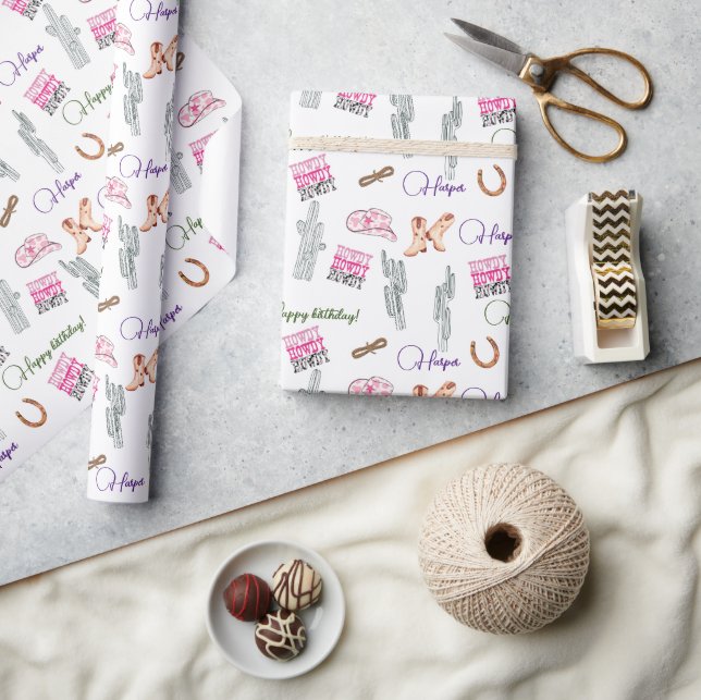Horse Girls Kids Baby pink Cowgirl Wrapping Paper (Crafts)