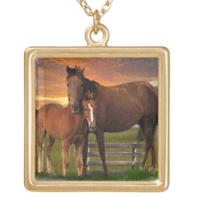 Horse  gold plated necklace (Front)