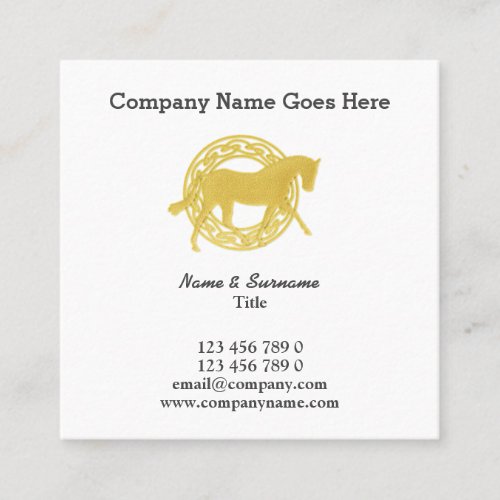 Horse gold white celtic circle horses businesses square business card
