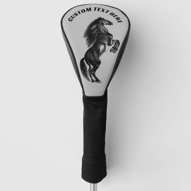Horse Golf Head Cover with Custom Text Your Name (Front)