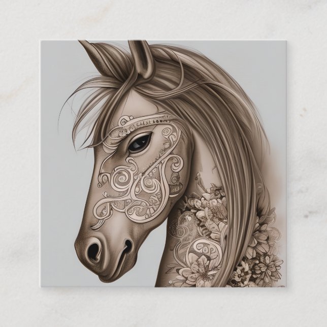 Horse Graphic Square Business Card (Front)