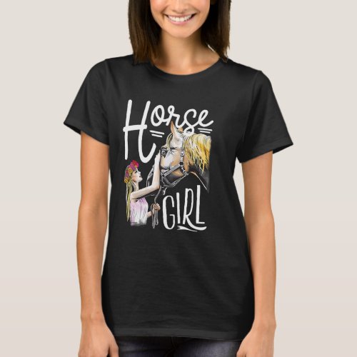 Horse Graphic Women Girls Horseback Riding Horse L T_Shirt