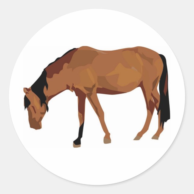 Horse Grazing Classic Round Sticker (Front)