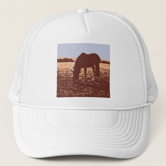 Horse Grazing Pop Art Trucker Hat (Front)