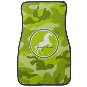 Horse; green camo, camouflage car floor mat