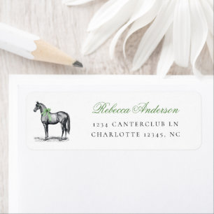 Horse Green Elegant Vintage Baby Shower Address Label