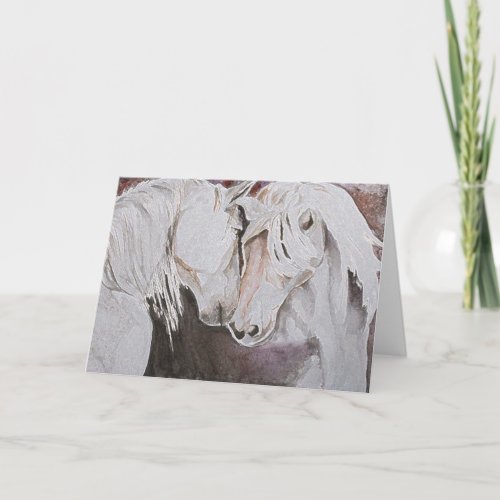 Horse Greeting Card_ Peach Pink Blank Inside Card