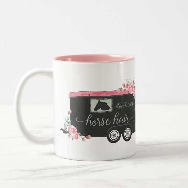 Horse hair don't care - funny equestrian quote  Two-Tone coffee mug (Left)