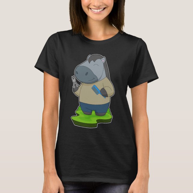 Horse Hairdresser Scissors Comb T-Shirt (Front)