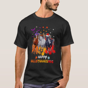 Horse Halloween And Merry Christmas Happy Hallotha T-Shirt