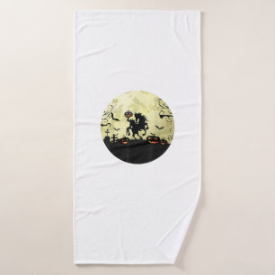 horse halloween headless horseman Pumpkin and moon Bath Towel