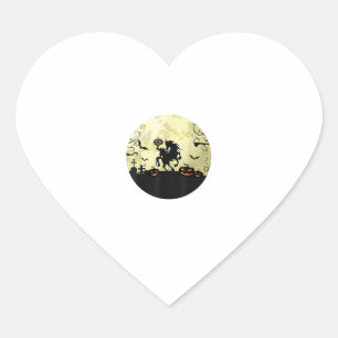 horse halloween headless horseman Pumpkin and moon Heart Sticker