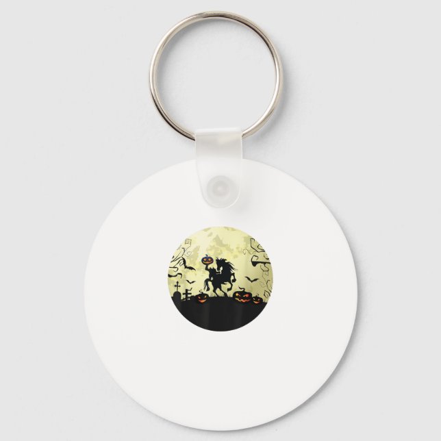 horse halloween headless horseman Pumpkin and moon Keychain (Front)