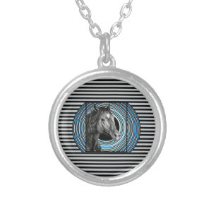 Horse Hand Drawn Art Silver Plated Necklace