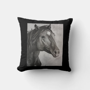 Horse Hand Drawn Art Throw Pillow
