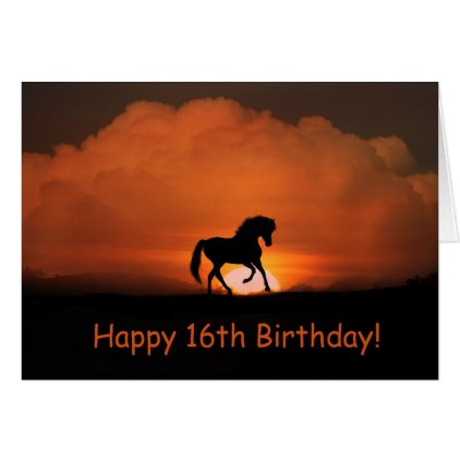 Horse Happy 16th Birthday Card