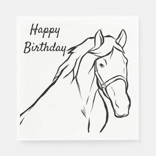 Horse Happy Birthday Equestrian Cute Pony Party Napkins