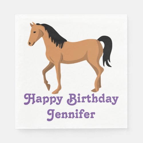 Horse Happy Birthday Equestrian Cute Pony Party Napkins