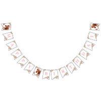 Horse Happy Birthday Girl Pink Floral Saddle Pony Bunting Flags
