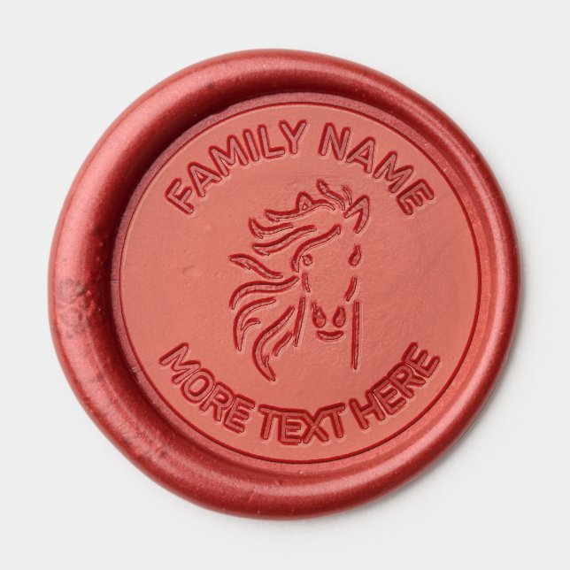 Horse Head and Text Wine Red Wax Seal Sticker (Front)