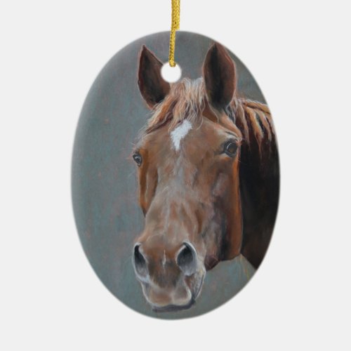 Horse Head Animal Art Porcelain Ornament Oval
