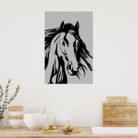 horse head black and white clip art