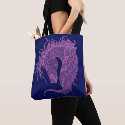 Horse Head Black Ink Artwork Tote Bag