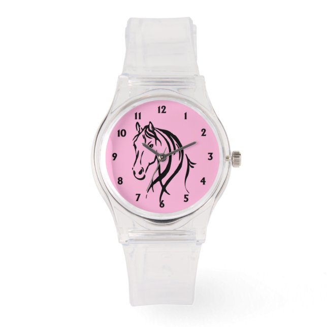 Horse Head Black Numbers Watch (Front)