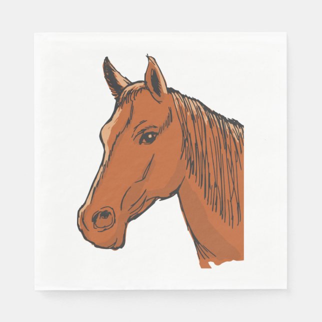 Horse Head Brown Farm Animal Napkins (Front)