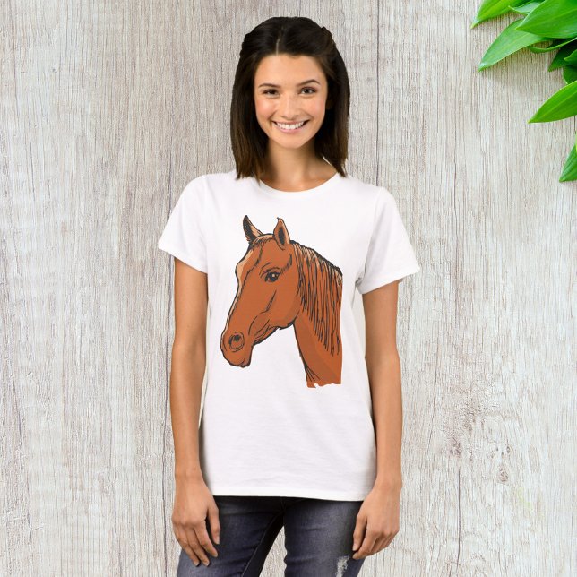 Horse Head Brown Farm Animal T-Shirt (Creator Uploaded)