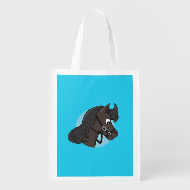 Horse head cartoon grocery bag (Front)