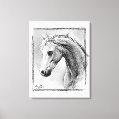 Horse head Charcoal drawing Equine art Canvas Print