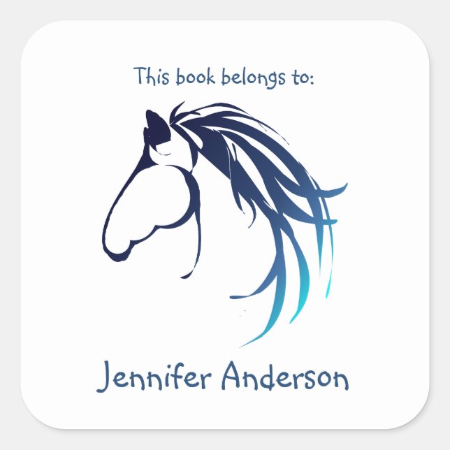 Horse Head Classic Modern Logo Custom Bookplate (Front)