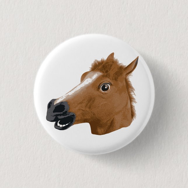 Horse Head Creepy Mask Pinback Button (Front)