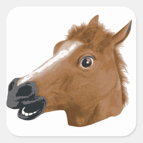 Horse Head Creepy Mask Square Sticker