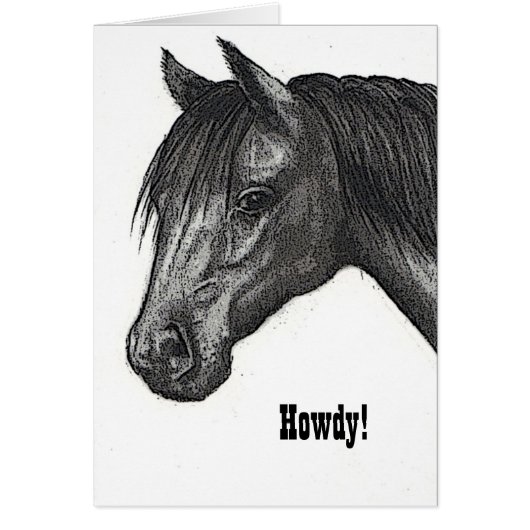 Horse Head: Drawing: Howdy: Checking In Cards (Front)
