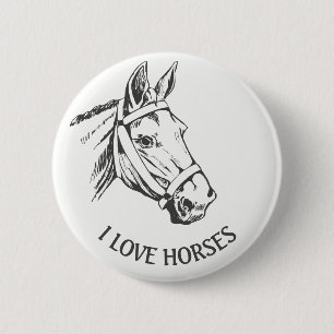 Horse-head drawing with harness button
