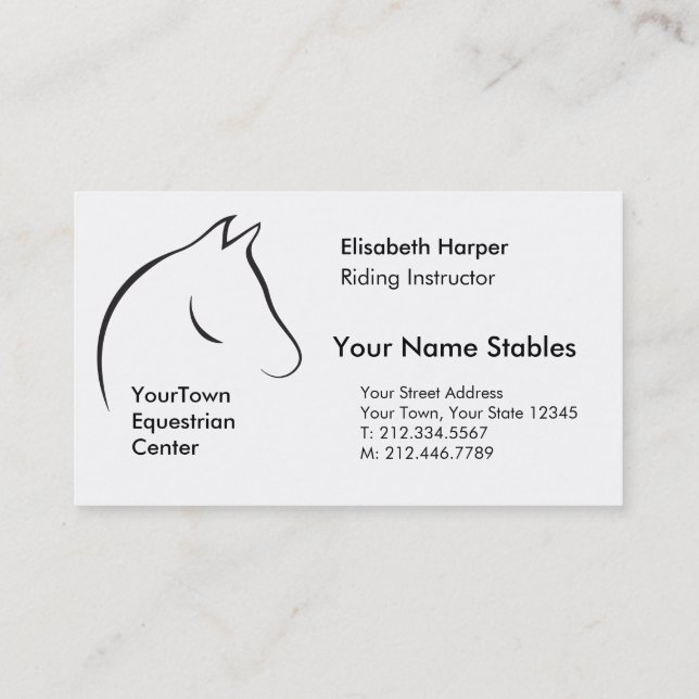 Horse Head Equestrian Center Business Card (Back)