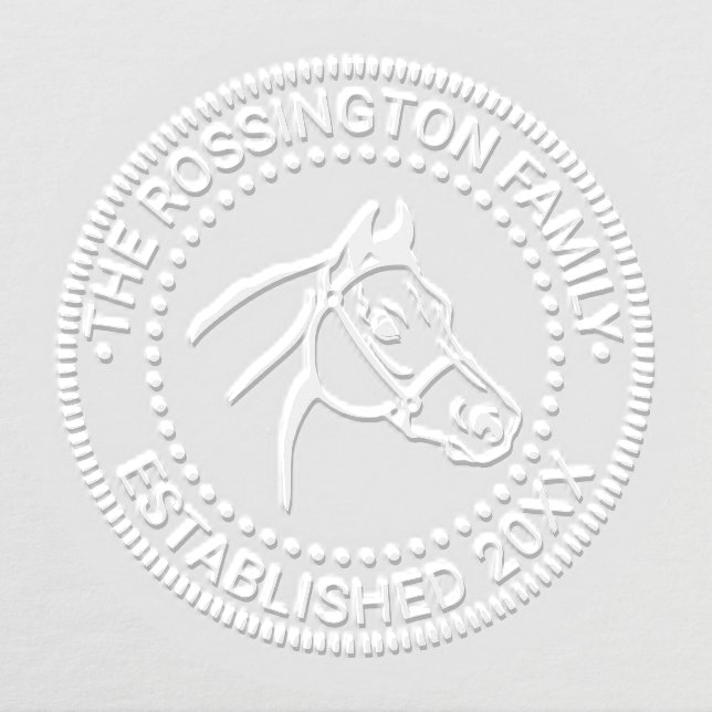 Horse Head Family Name Date Estd NT Frm Embosser (Design)
