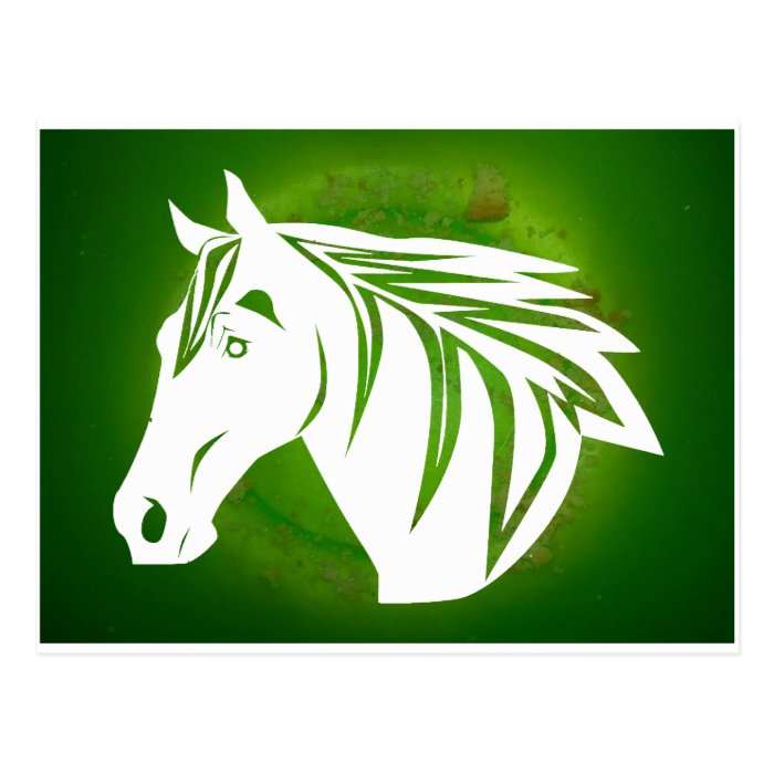 HORSE HEAD GREEN BACKGROUND PRODUCTS POSTCARDS