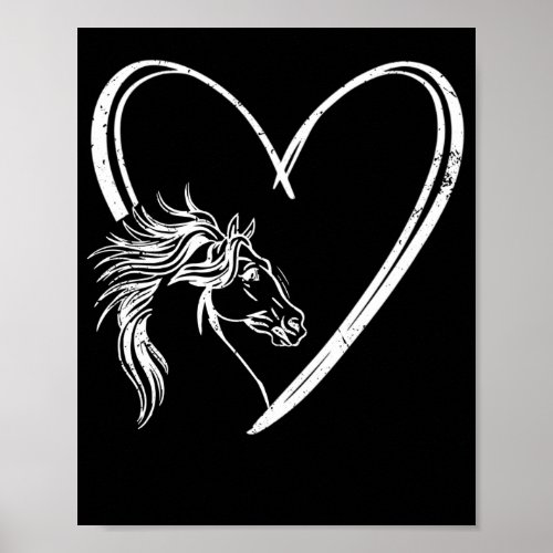 Horse Head Heart Pony Love Mare Riding Loving Poster