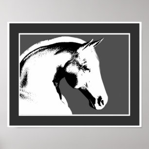 Horse Head In Black And White Poster