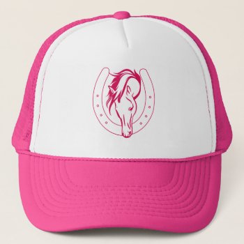 Horse Head In Horseshoe Hat  Trucker Hat by roughcollie at Zazzle